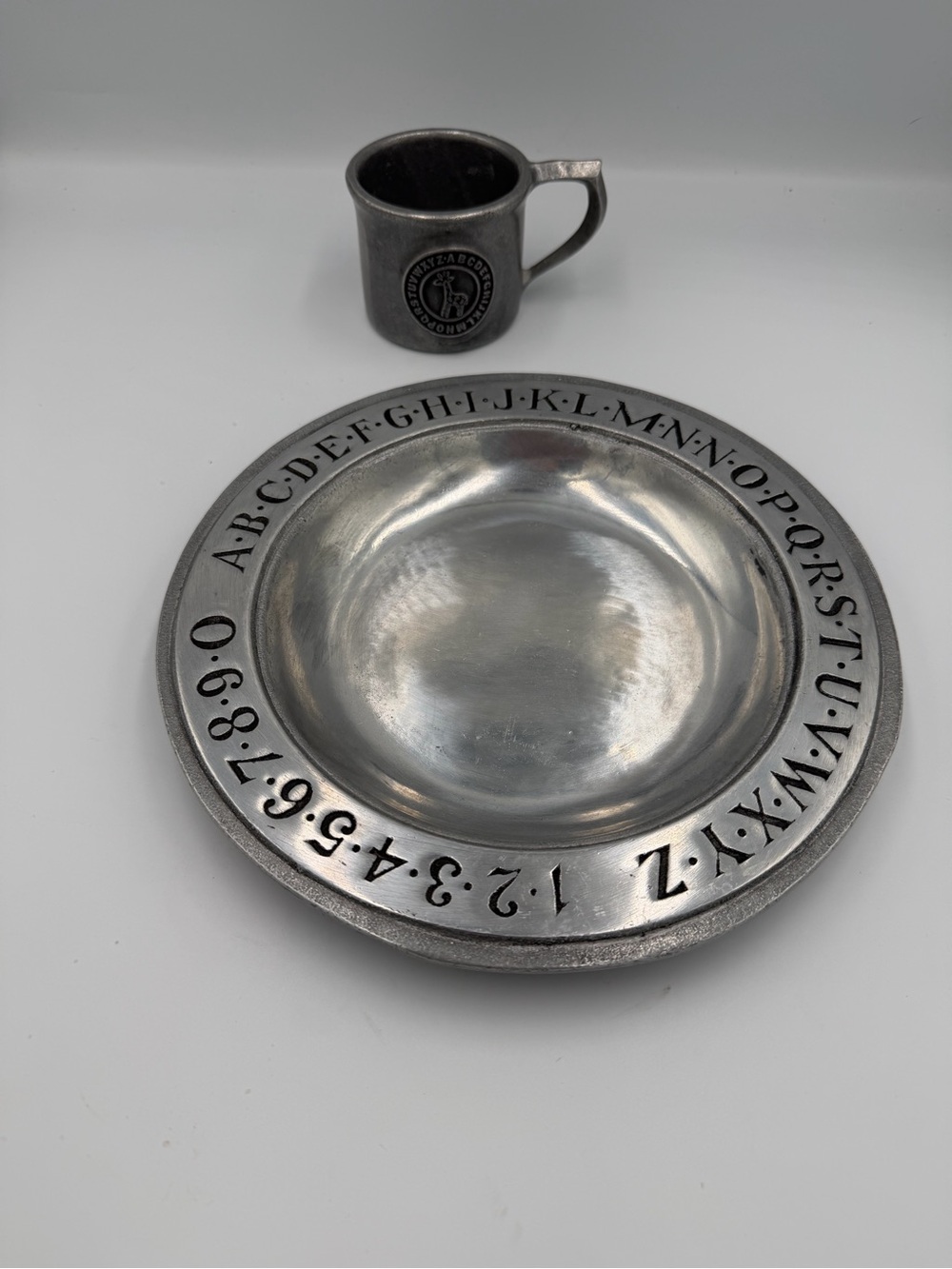 Wilton Armetale Pewter Alphabet & Number Trinket Bowl - Silver Gray
